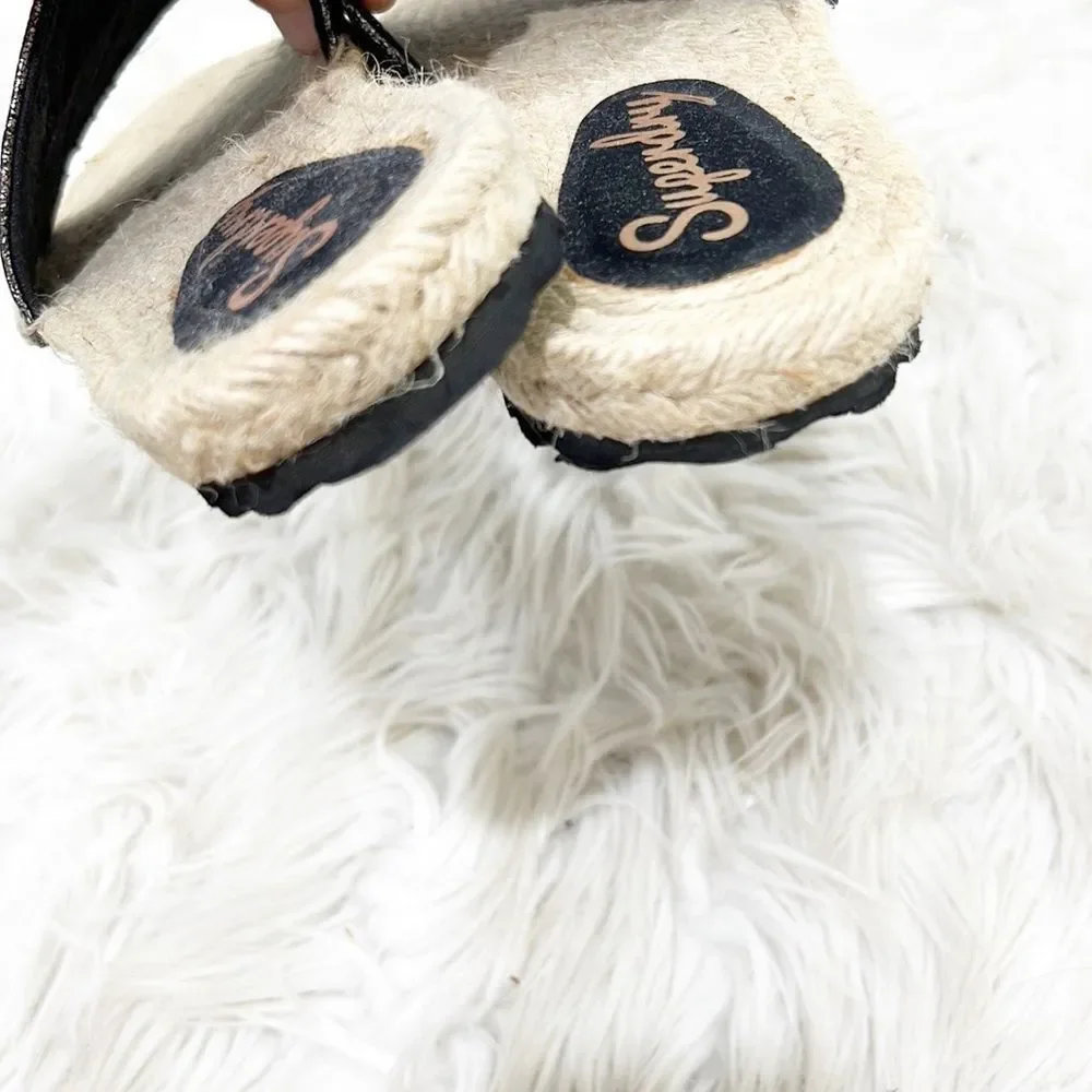 Superdry Maya Metallic Silver Logo Espadrille Slides size 6